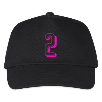 Zahl zwei - Nummer 2 pink Mädchen Trikotnummer - Kinder Basecap - Schwarz - Vorne