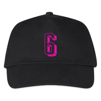 Zahl Sechs - Nummer 6 pink Mädchen Trikotnummer - Kinder Basecap - Schwarz - Vorne