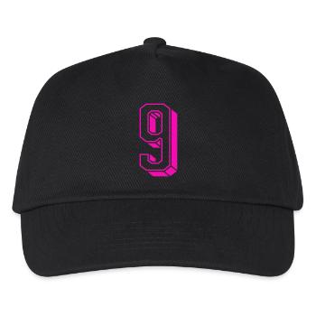 Zahl neun - Nummer 9 pink Mädchen Trikotnummer - Kinder Basecap - Schwarz - Vorne