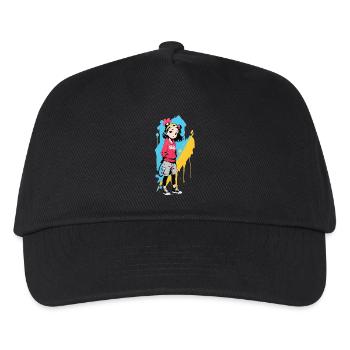 Streetart Mädchen 232343 - Kinder Basecap - Schwarz - Vorne
