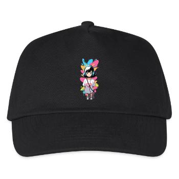 Streetart Mädchen 23240 - Kinder Basecap - Schwarz - Vorne