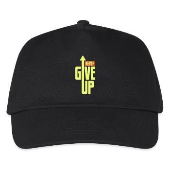 Never give up - Mut & Kraft schenken, Motivation - Kinder Basecap - Schwarz - Vorne