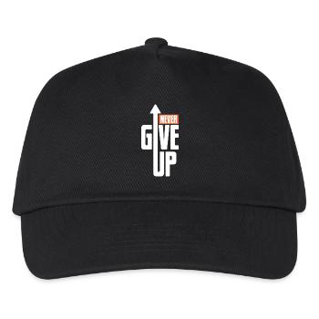 Never give up - Motivation Mut Kraft - Kinder Basecap - Schwarz - Vorne