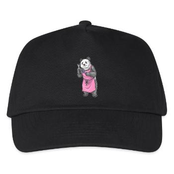 Panda Friseur Schere Kamm - Kinder Basecap - Schwarz - Vorne