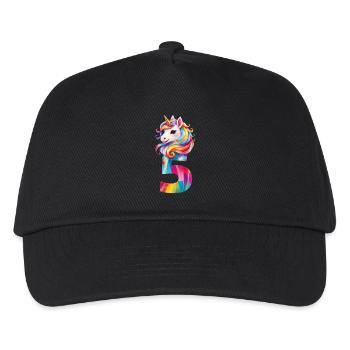 5. GEBURTSTAG EINHORN - Kinder Basecap - Schwarz - Vorne
