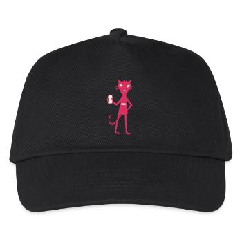 Kleine Monster: Punk-Katzen-Neon-Attitüde - Kinder Basecap - Schwarz - Vorne