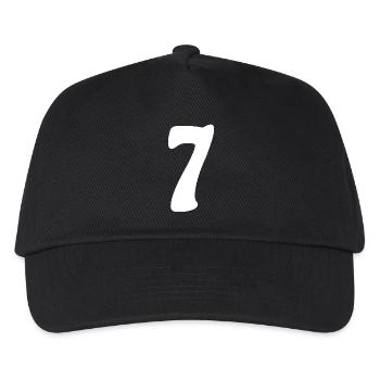Sieben: Minimalistische Ziffer 7 | Siebter - Kinder Basecap - Schwarz - Vorne