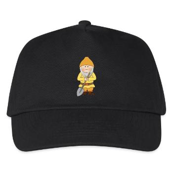 Zwerg mit Schaufel - Kinder Basecap - Schwarz - Vorne