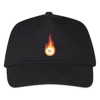 heiss feuer flammen brennen fackel spiegelei koche - Kinder Basecap - Schwarz - Vorne