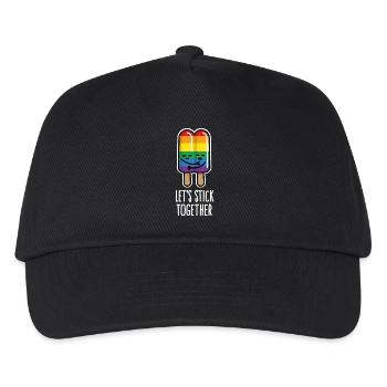 Let's stick together lustig Schwules Paar Eis LGBT - Kinder Basecap - Schwarz - Vorne
