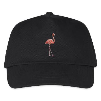 Dotted Flamingo gepunkteter rosa Flamingo - Kinder Basecap - Schwarz - Vorne