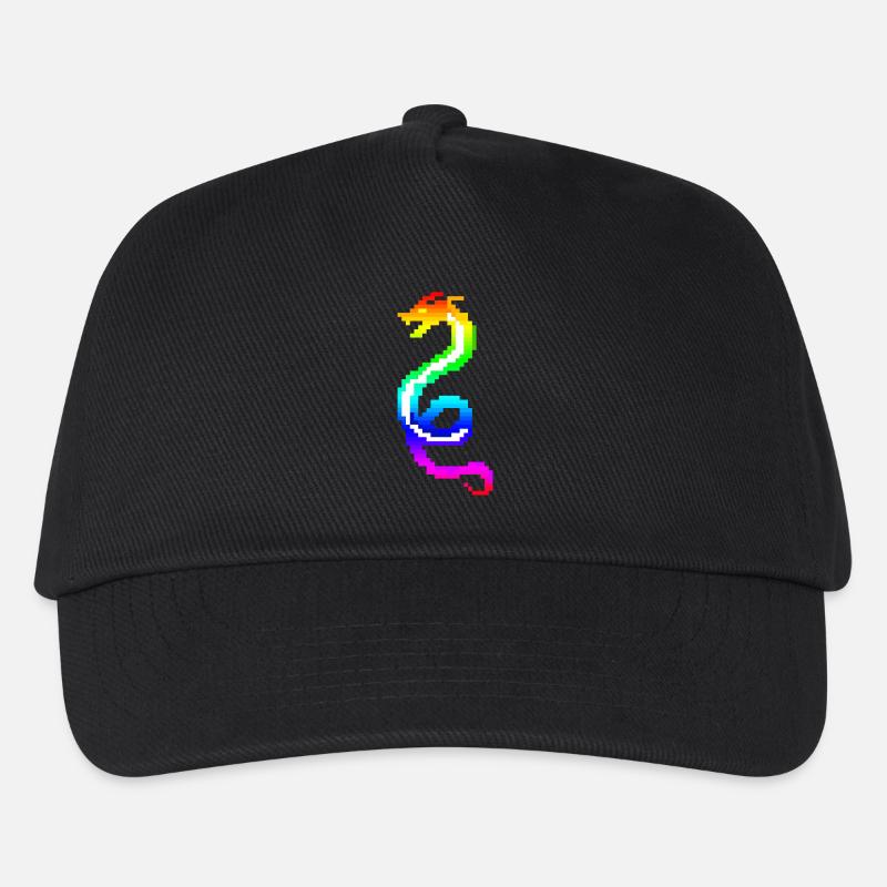 Bunter Retro-Drache - Kinder Basecap - Schwarz