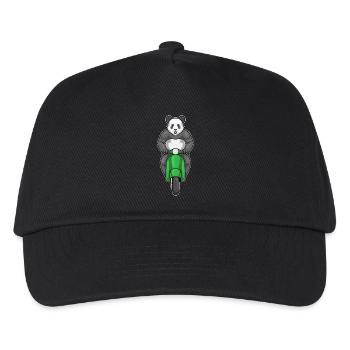 Panda Motorroller - Kinder Basecap - Schwarz - Vorne