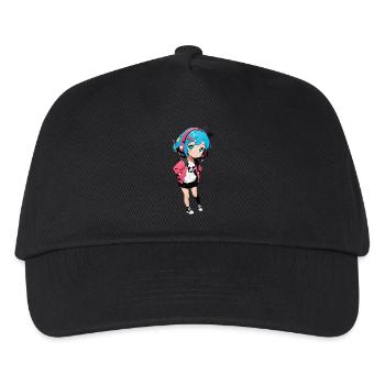 Streetart Mädchen 23242 - Kinder Basecap - Schwarz - Vorne