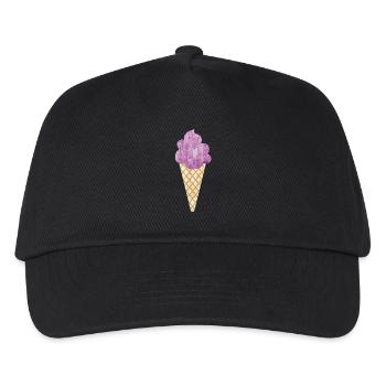 Eiscreme Icecream Eis Waffel Eiskrem Eisdiele lila - Kinder Basecap - Schwarz - Vorne