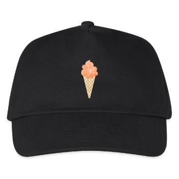 Eis Sommer Waffel Softeis Eiscreme süß fruchtig - Kinder Basecap - Schwarz - Vorne