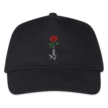 Love Rote Rose - Kinder Basecap - Schwarz - Vorne