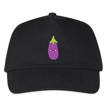 Kawaii Aubergine Kawaii Gemüse Kawaii Sticker - Kinder Basecap - Schwarz - Vorne