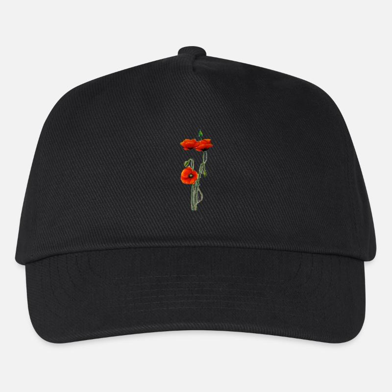 mohnblume - Kinder Basecap - Schwarz