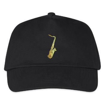 Tenor Saxophon (Vintage/Goldgelb) Sax, Saxophonist - Kinder Basecap - Schwarz - Vorne