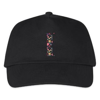 Personalisierter Blumenbrief i - Geschenkidee - Kinder Basecap - Schwarz - Vorne