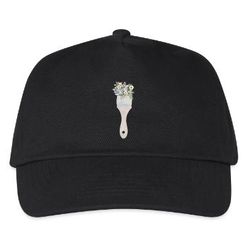 Pinsel-Blumenstrauß - Kinder Basecap - Schwarz - Vorne
