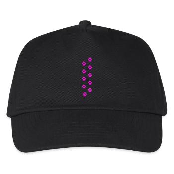 Pink Cat Paw Print Pattern - Kids’ Baseball Cap - black - Front