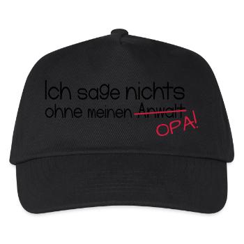 Ich sage nichts ohne meinen Opa! - Kinder Basecap - Schwarz - Vorne