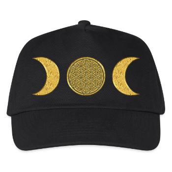 Moon - Flower of Life - gold - Kids’ Baseball Cap - black - Front