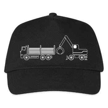 transport truck and excavator - Kids’ Baseball Cap - black - Front