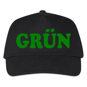 Grün - Kinder Basecap - Schwarz - Vorne