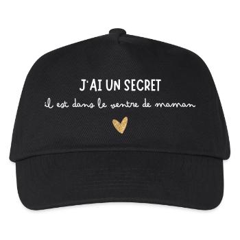 J'ai un secret, il est dans le ventre de maman - Casquette de baseball Enfant - noir - Devant