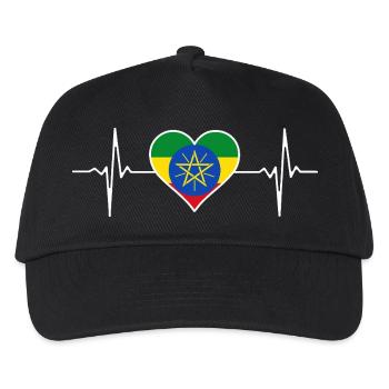 Ethiopia Flag Heartbeat - Kids’ Baseball Cap - black - Front