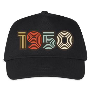 1950 Retro Jahrgang - Kinder Basecap - Schwarz - Vorne
