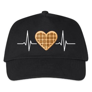 Waffel Herzschlag Ironischer Waffel-Liebhaber - Kinder Basecap - Schwarz - Vorne