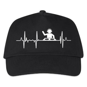 Herzschlag DJ Music Lover Kardiogramm - Kinder Basecap - Schwarz - Vorne