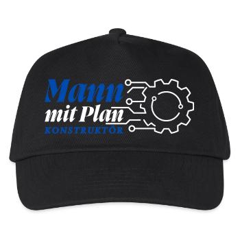 Mann mit Plan - Konstruktör, Konstrukteur - Kinder Basecap - Schwarz - Vorne