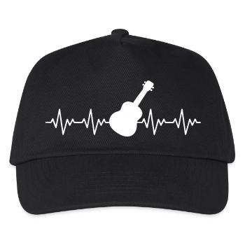 Gitarre Rockmusik EKG Herzschlag - Kinder Basecap - Schwarz - Vorne