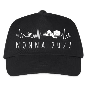 Nonna 2027 Battito Cardiaco Annuncio Gravidanza - Kinder Basecap - Schwarz - Vorne