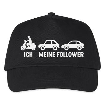 Rollerfahrer Follower Motorroller Moped Roller - Kinder Basecap - Schwarz - Vorne