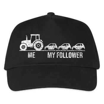 Traktor zieht AutoKette - Kinder Basecap - Schwarz - Vorne