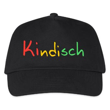Kindisch, farbenfrohes Design - Kinder Basecap - Schwarz - Vorne