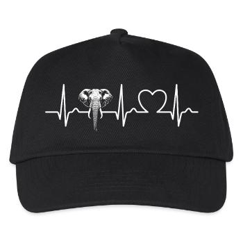 Elephant - Heart Line - ECG - Pulse - Gift - Kids’ Baseball Cap - black - Front