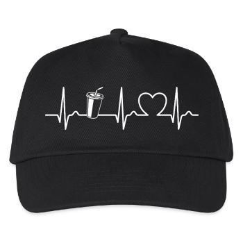 Cola Becher - EKG Kurve - Herzkurve - Puls - Essen - Kinder Basecap - Schwarz - Vorne