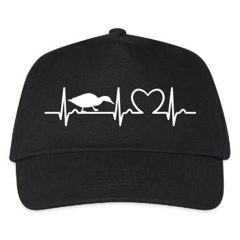EKG Kurve - Herzkurve - Puls - Ente - Natur - Kinder Basecap - Schwarz - Vorne