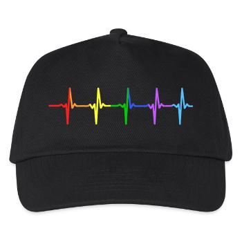 Herzschlag-Impuls-T-Shirt des homosexuellen Stolz-LGBT - Kinder Basecap - Schwarz - Vorne