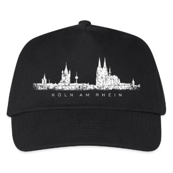 Köln am Rhein Kölner Skyline (Vintage/Weiß) - Kinder Basecap - Schwarz - Vorne