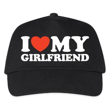 I love my girlfriend Herz Shirt - Kinder Basecap - Schwarz - Vorne