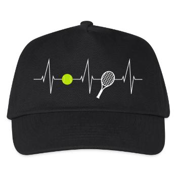 Tennis heartbeat with tennis ball & tennis racket - Kids’ Baseball Cap - black - Front