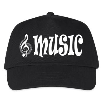 Musik - Klassischer Retro-Typografie-Stil - Kinder Basecap - Schwarz - Vorne